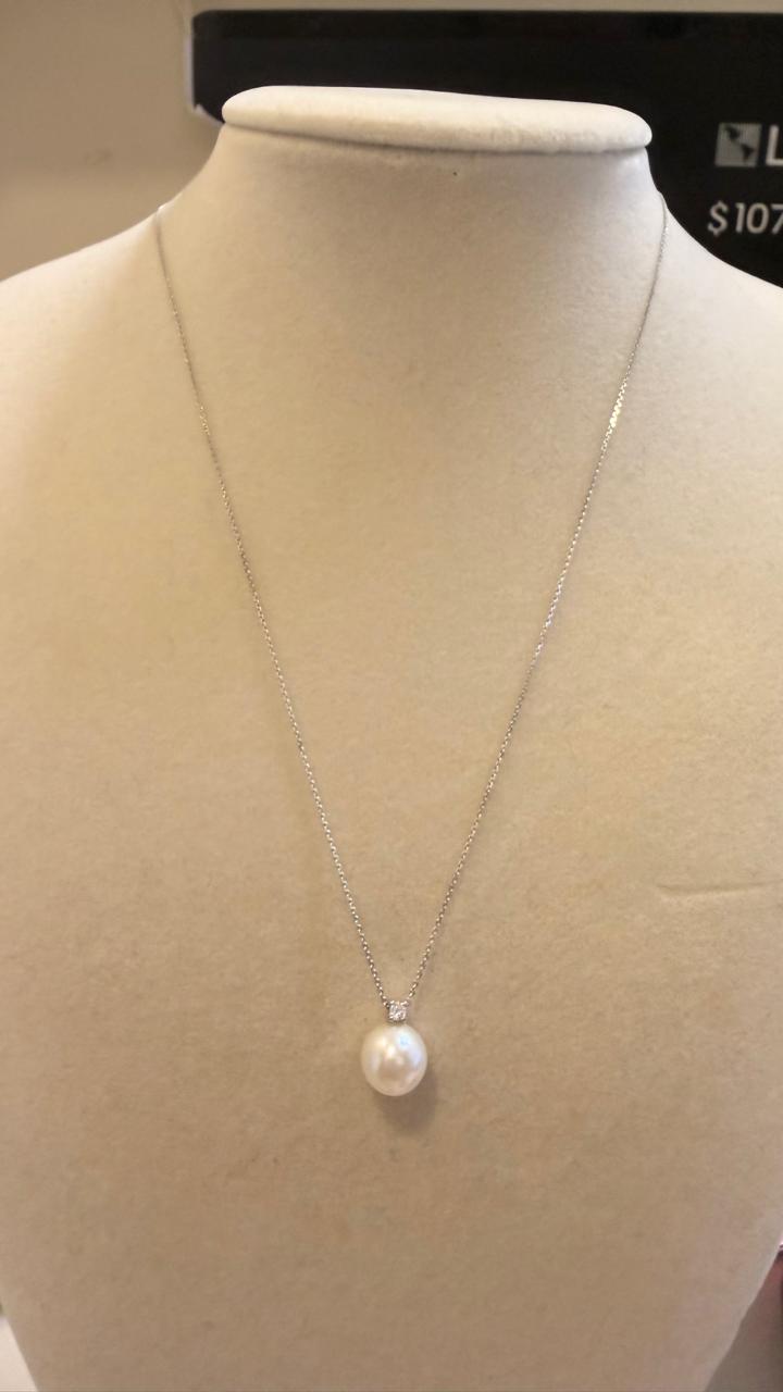 CADENA PERLA Y DIAMANTE 18K